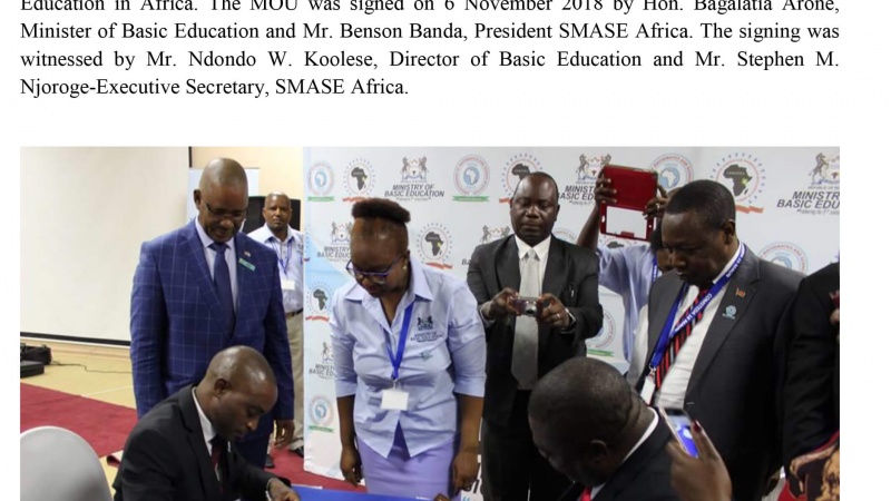 SMASE Africa signs an MOU with the Ministry of Basic Education, Botswana