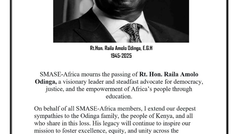 SMASE-Africa Condolence Message
